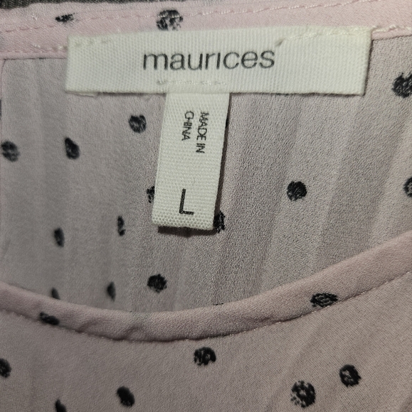 Maurice's Sleeveless Ruffled Pleated Pink Polkadot Top - Size Large NWOT - Picture 5 of 6